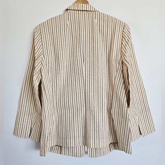 Lafayette 148 New York Carmel Striped Cotton Blazer Jacket Size 8 - Picture 2 of 14